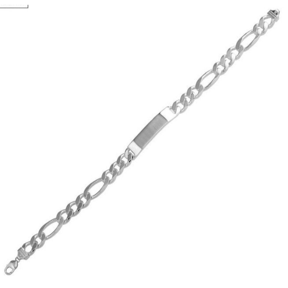 6.5MM Sterling Silver 925 Engravable ID Super Flat Figaro 120 Bracelet 9"